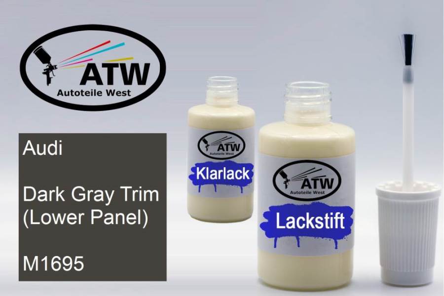 Audi, Dark Gray Trim (Lower Panel), M1695: 20ml Lackstift + 20ml Klarlack - Set, von ATW Autoteile West.